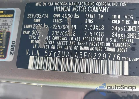 2014 Hyundai Santa Fe Sport 2.0L Turbo из США, поврежденный, VIN 5XYZU3LA5EG229776